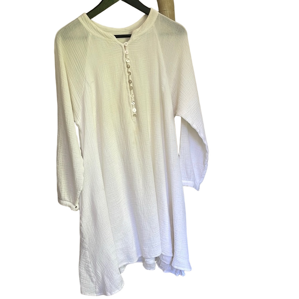 Myrah Penaloza Frieda Gown - White Cotton Gauze Lined Midi Dress - Picture 4 of 17